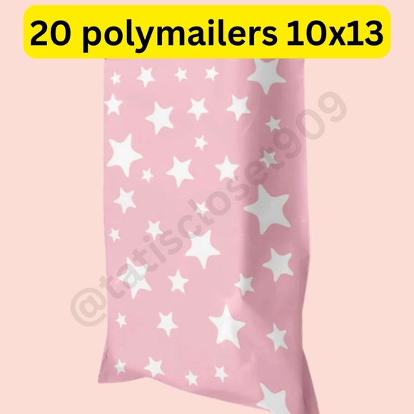 Other - 20 pink  white star poly mailers size 10x13